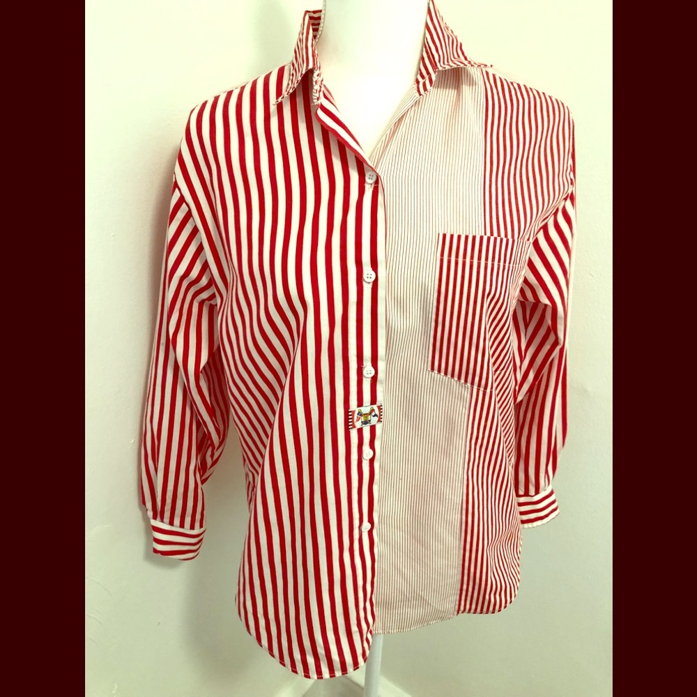 Petite Whitney Lang Striped Button Up Shirt M
